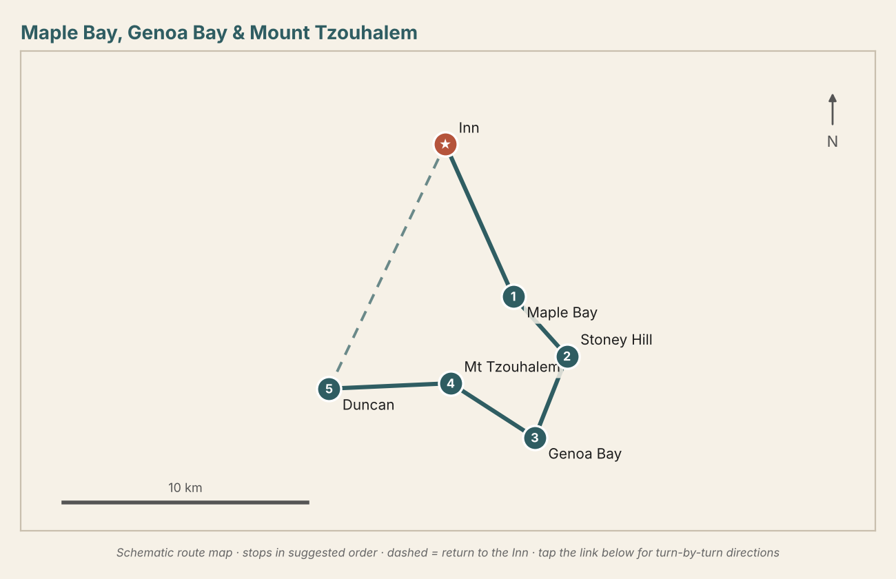 Schematic map of the route with numbered stops